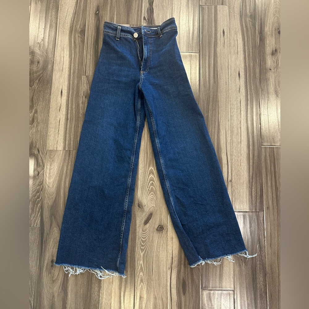 ZARA HIGH WAIST MARINE STRAIGHT JEAN